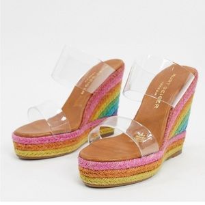 Kurt Geiger London clear strap rainbow wedge